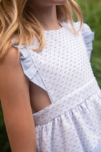 Load image into Gallery viewer, Margaret Blue Swiss Dot Dress with Blue Gingham Pockets