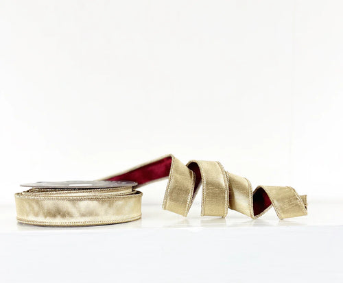 Gold and Regal Red Wired Ribbon