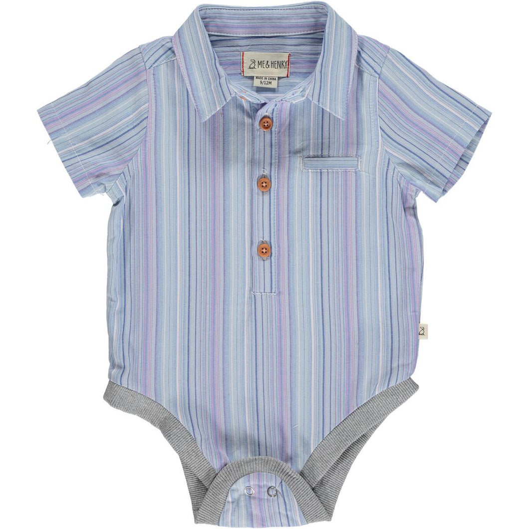 Woven Onesie Multi Blue Stripe