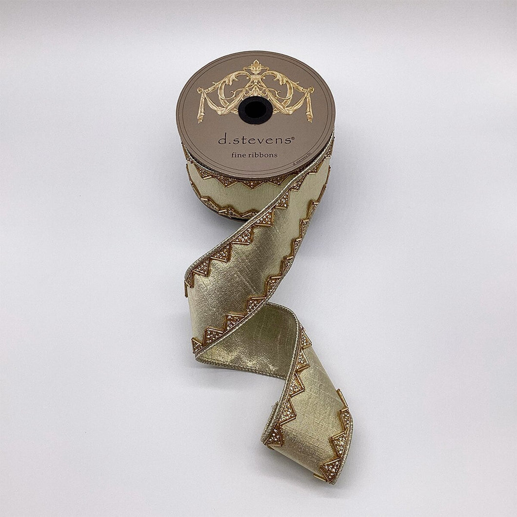 Metallic Dupion Gold Crystal Jewel Jazzy Ribbon