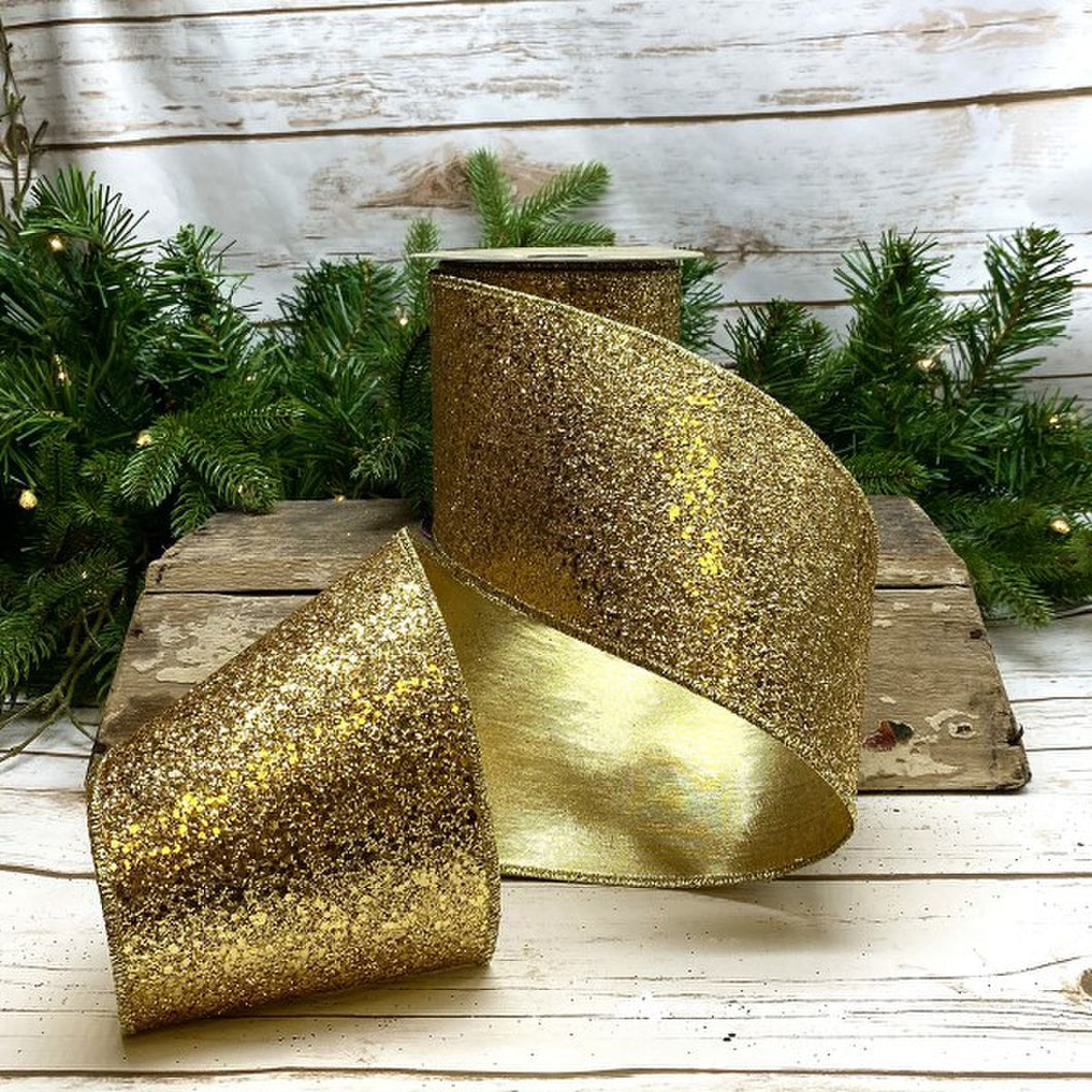 Dark Gold Metallic Heavy Glitter Ribbon