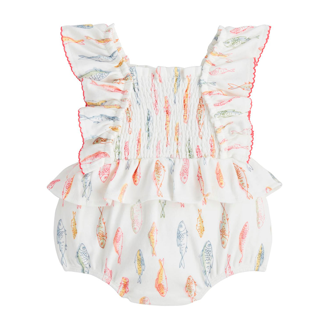 Multi-Color Fish Smocked Bubble