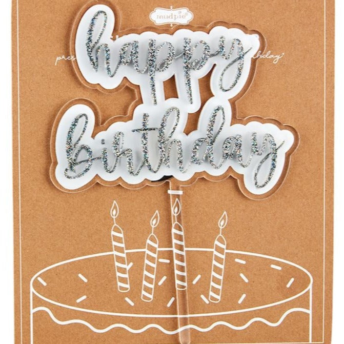 Birthday Cake Toppers Silver