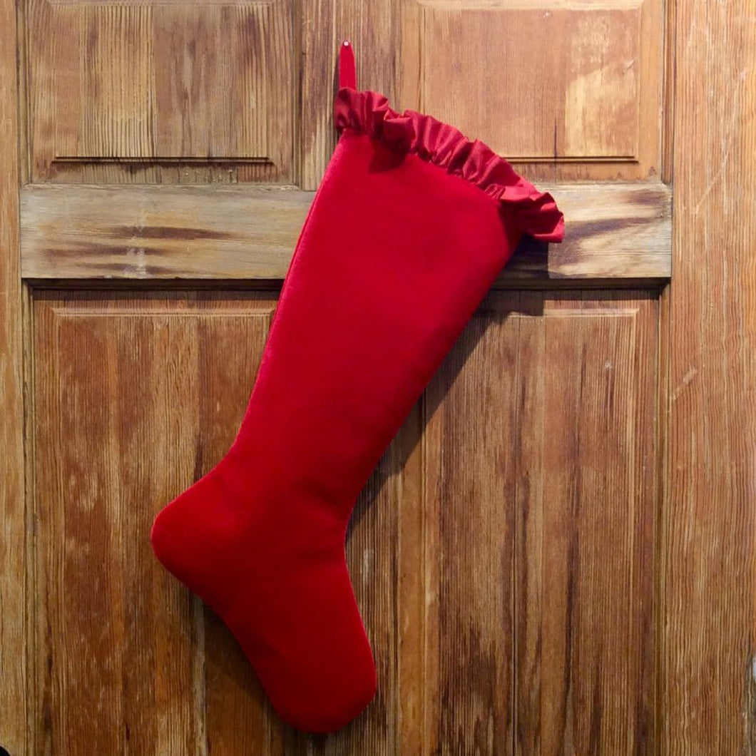 Hot Red Velvet Stocking Ruffle