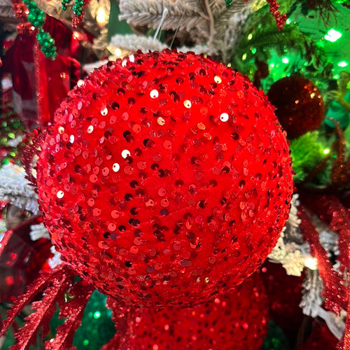 Large Red Sequin Ball Ornament