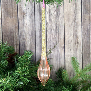 9" Glass Drop Ornament, Pink