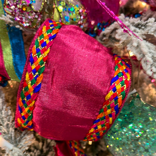 Braided Mosaic Ribbon, Hot Pink