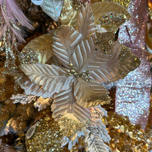 Load image into Gallery viewer, Gold Poinsettia Pick