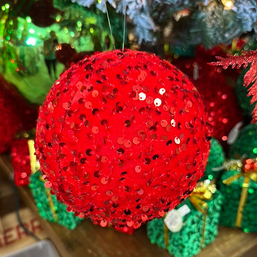 Small Red Sequin Ball Ornament