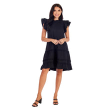 Load image into Gallery viewer, Black Pope Ruffle Dress