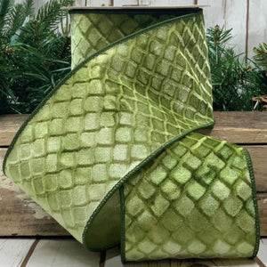 Velvet Lattice Ribbon Green