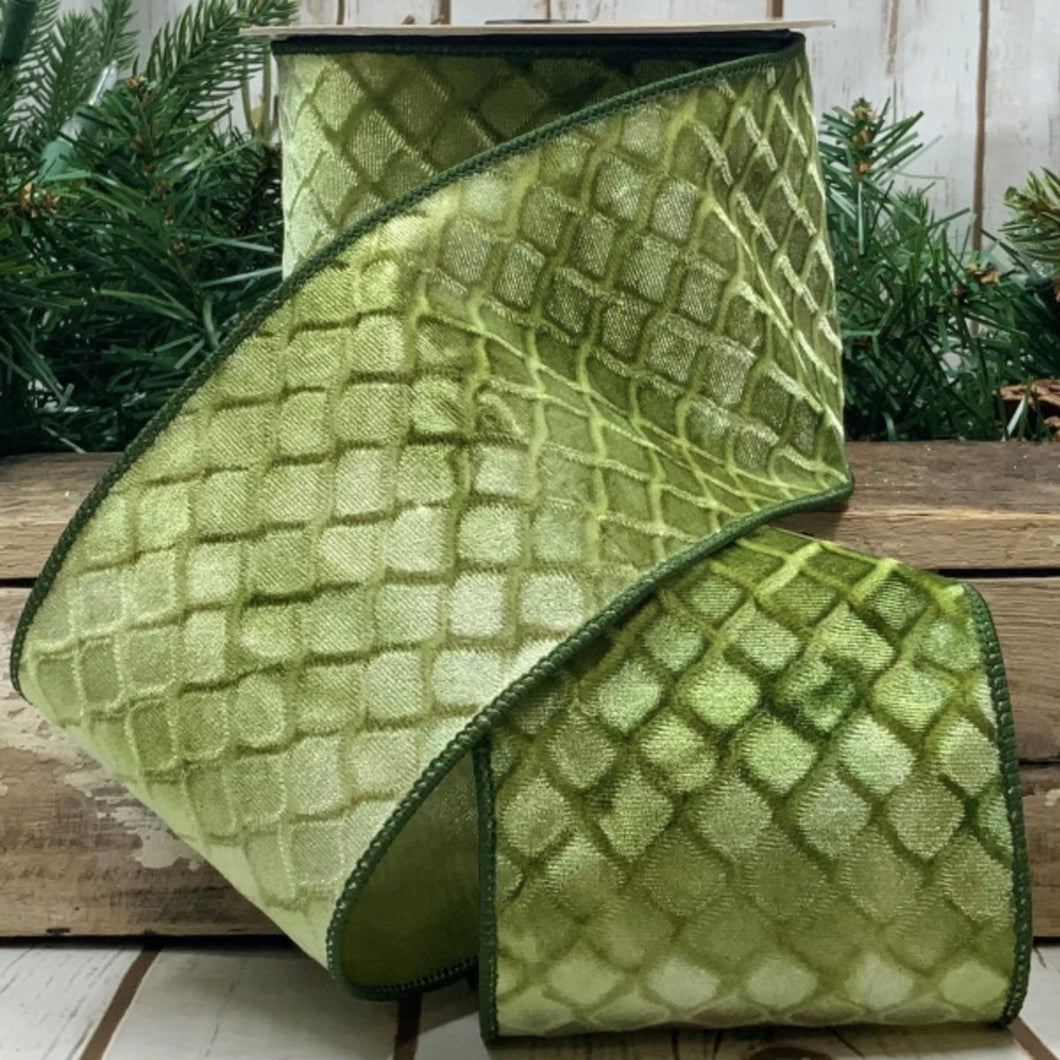Velvet Lattice Ribbon Green