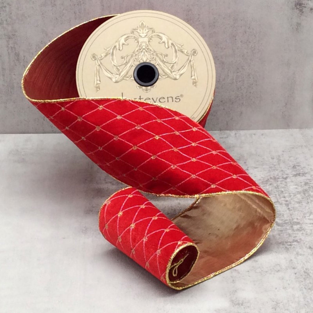 Red Velvet Diamond Embroidery Pattern Ribbon