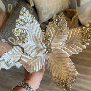 Gold Poinsettia Pick