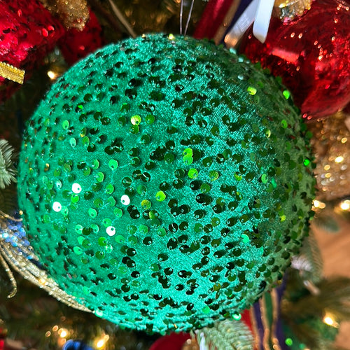 Large Green Sequin Ball Ornament