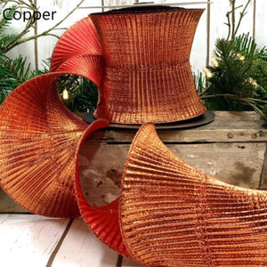 5" Fluted Lame Copper Ribbon
