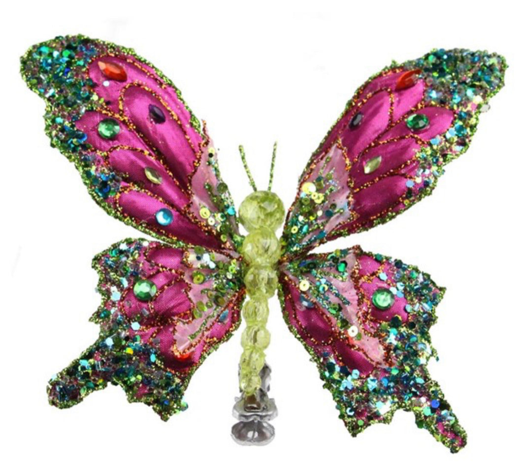 Rainbow Beaded Butterfly Clip