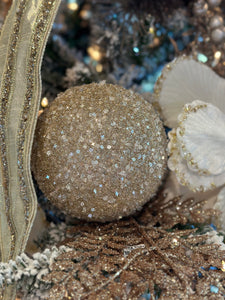 Champagne Glitter Bead Ball Ornament, Large