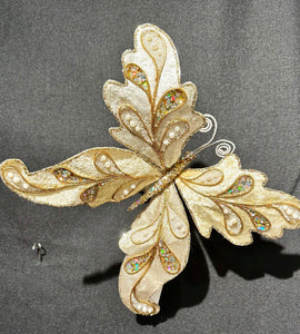 Acanthus Butterfly Clip, Ivory/Platinum