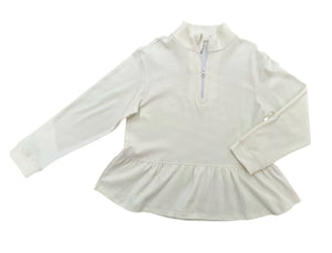 Peplum Knit 1/4 Zip Cream