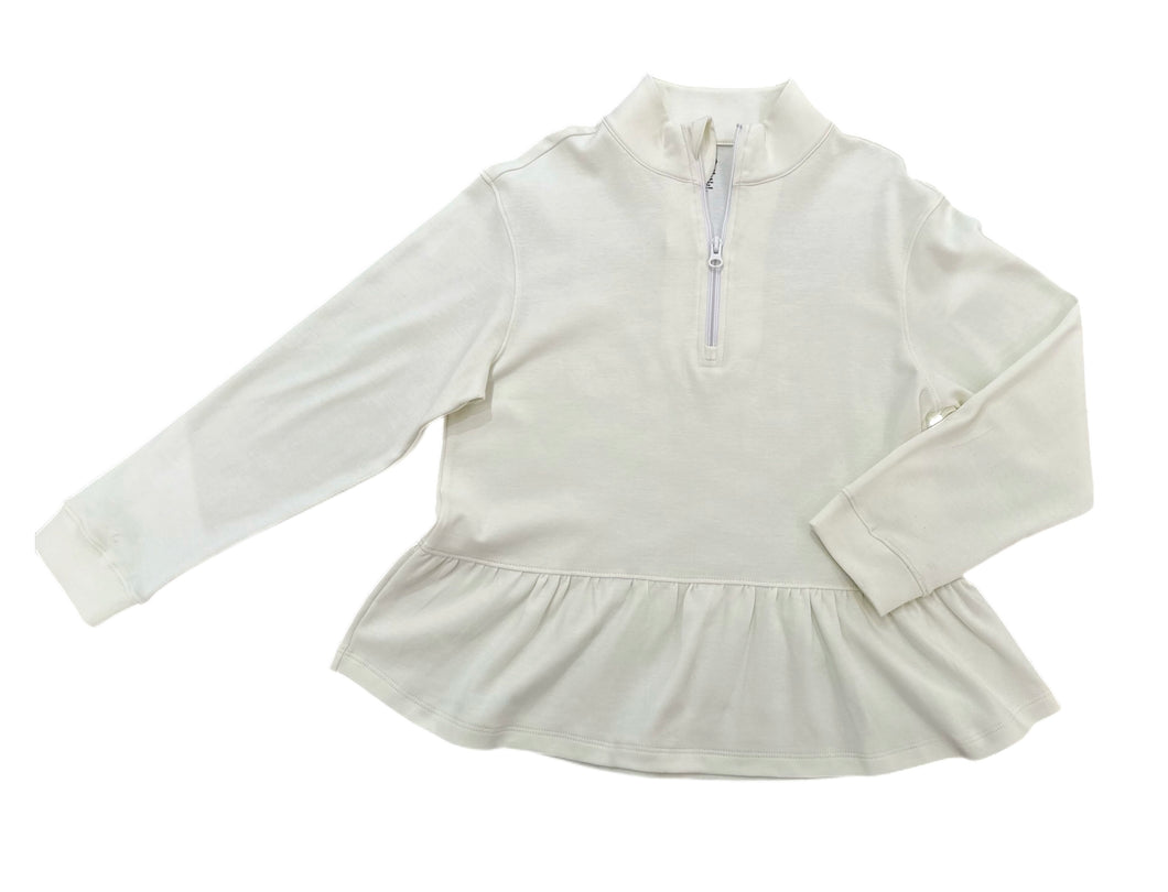 Peplum Knit 1/4 Zip Cream