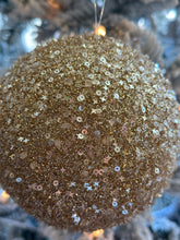 Load image into Gallery viewer, Champagne Glitter Bead Ball Ornament, Large