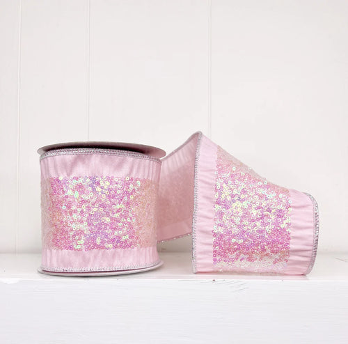 Sweet Pink Embroidery Tissue Backed Wired Ribbon