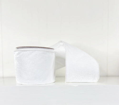 White Velvet Wired Ribbon 4