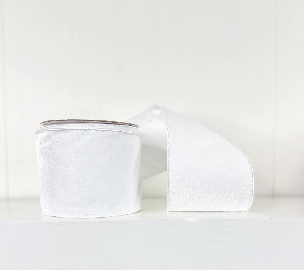 White Velvet Wired Ribbon 4