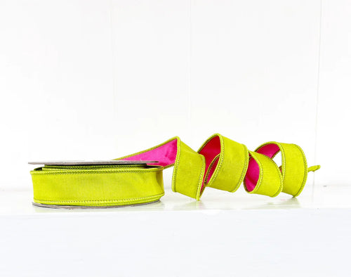 Lime Green and Hot Pink Wired Ribbon