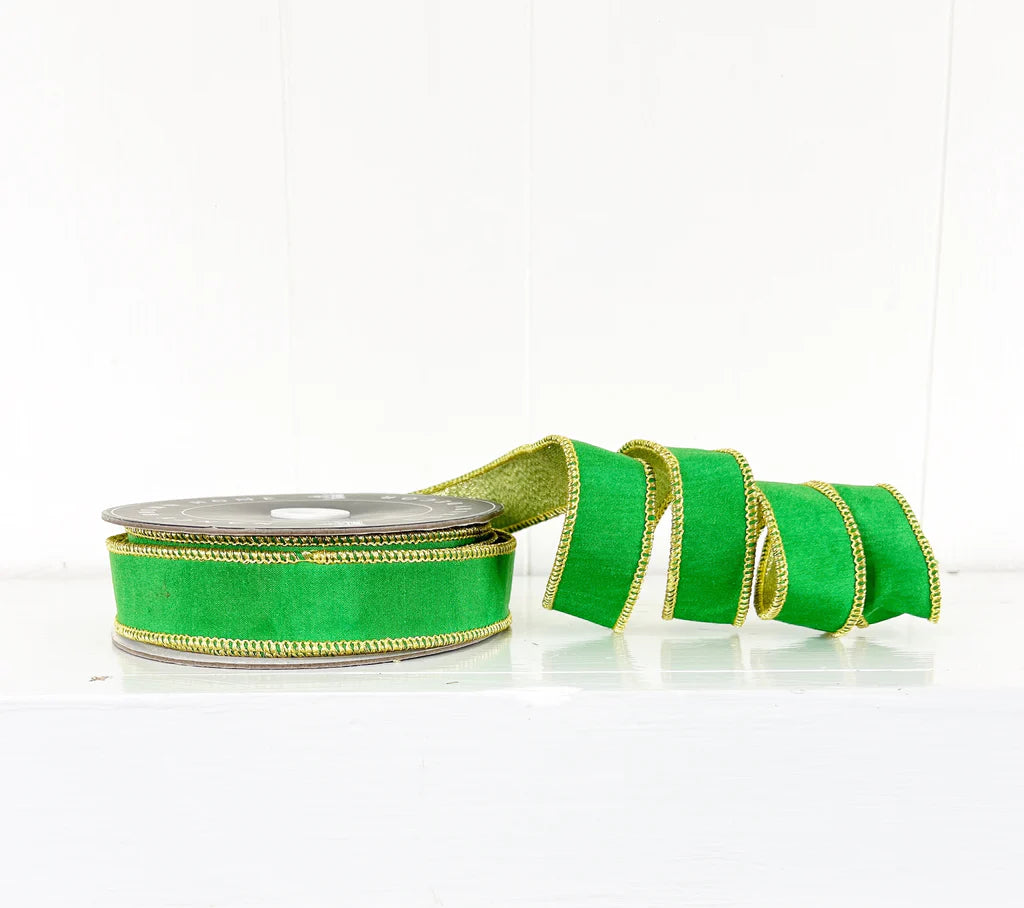 Green and Gold Wired Ribbon