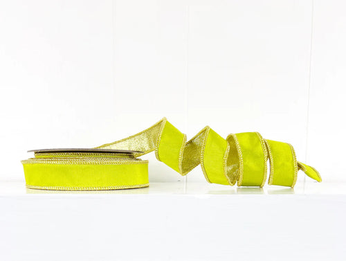 Lime Green and Gold Wired Ribbon