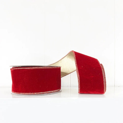 Regal Red Velvet and Gold Wired Ribbon