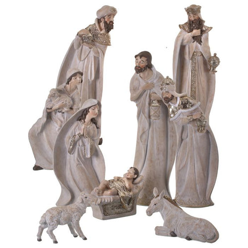 Whitewash Nativity Set