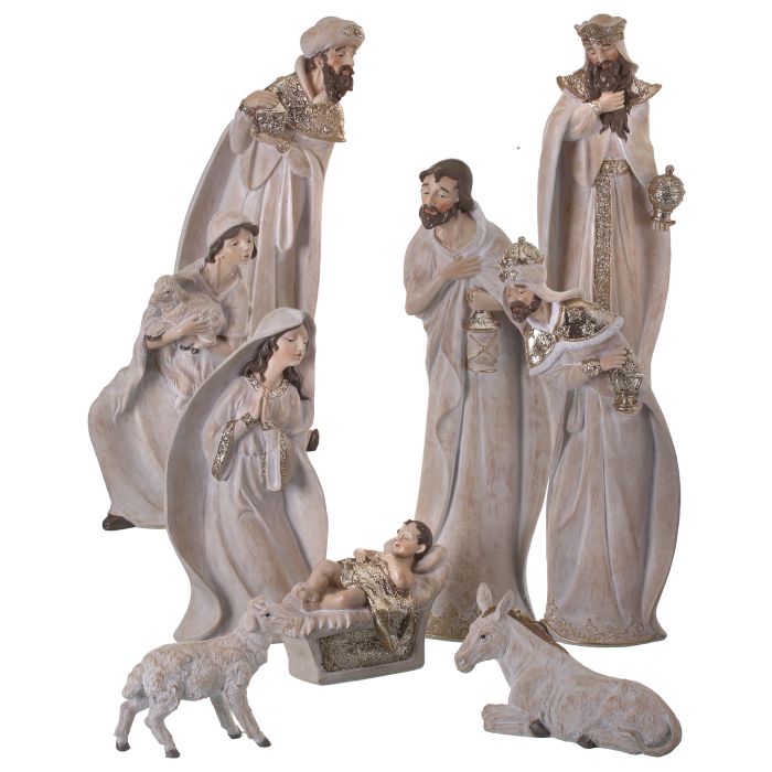 Whitewash Nativity Set