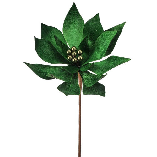 Dark Green Velvet Poinsettia Pick