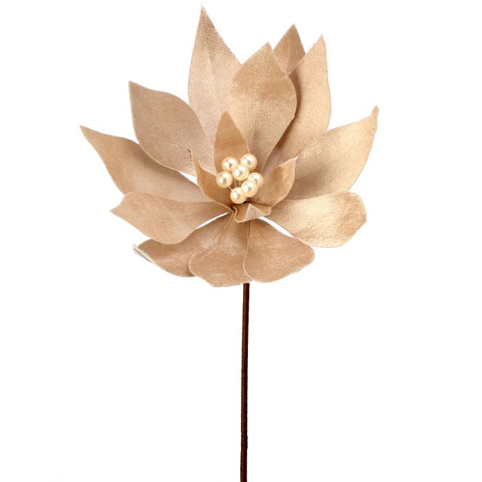 Taupe Velvet Poinsettia Pick