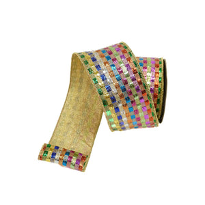 Multi-Color Tinsel Check Ribbon