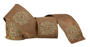 Gold Dupion Snowflake Ribbon