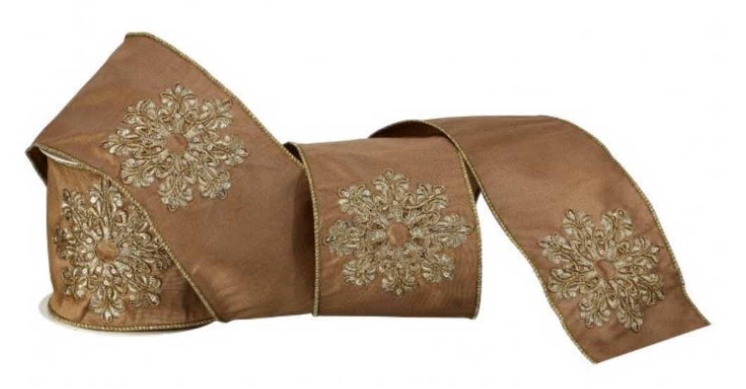 Gold Dupion Snowflake Ribbon
