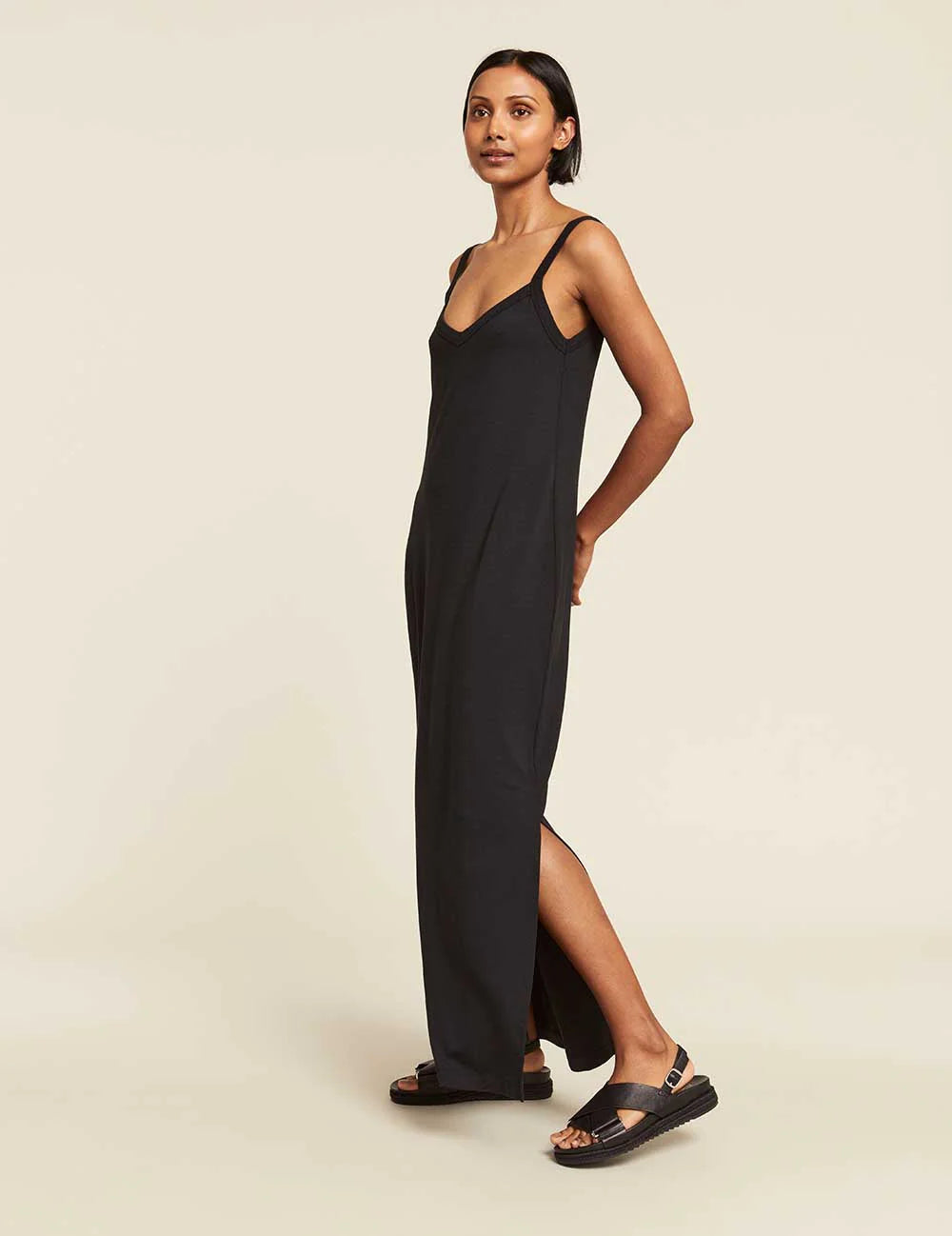 Black V-Neck Slip Dress