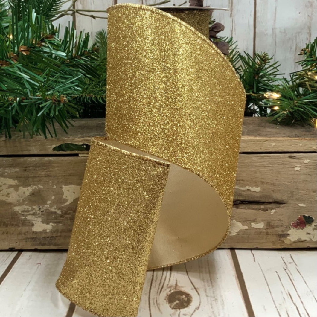 Gold Vintage Glitter Ribbon