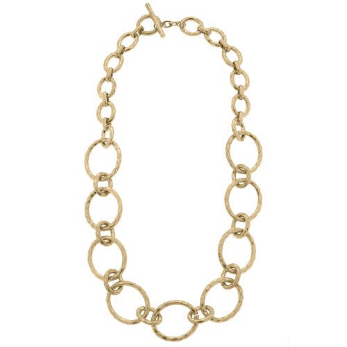 Gold Hammered Chain Link Necklace