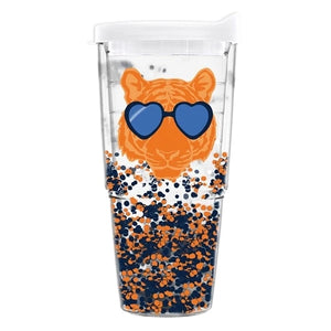 Blue Glitter Tiger Tumbler