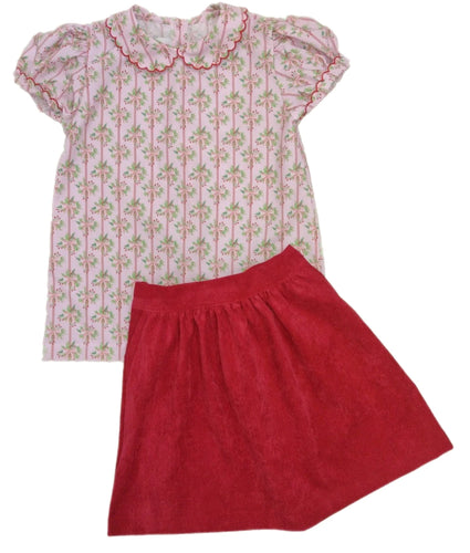 Cece Holiday Floral Skirt Set