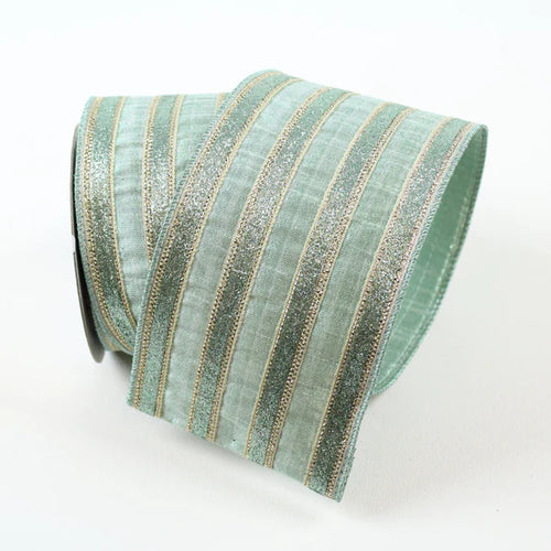Frosty Stripes Ribbon, Celadon