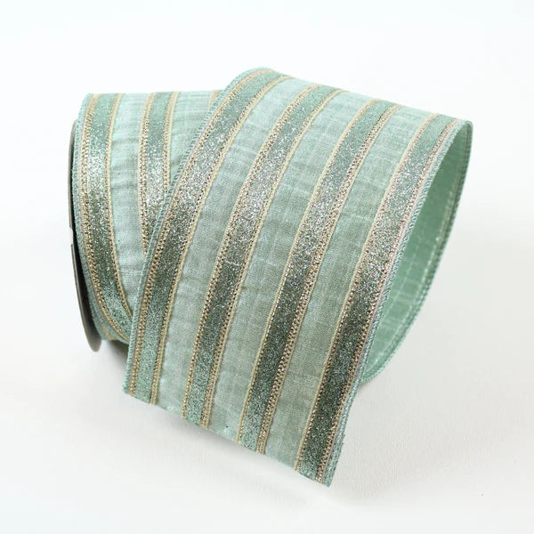 Frosty Stripes Ribbon, Celadon