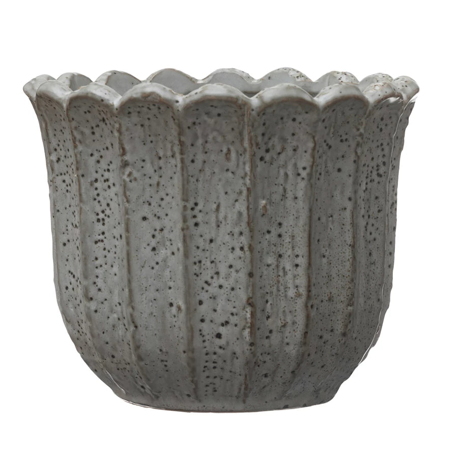 Stoneware Flower Shaped Planter