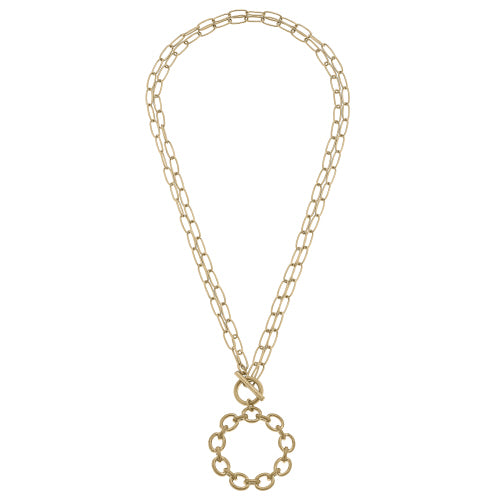 Gold Frozen Chain Pendant Necklace