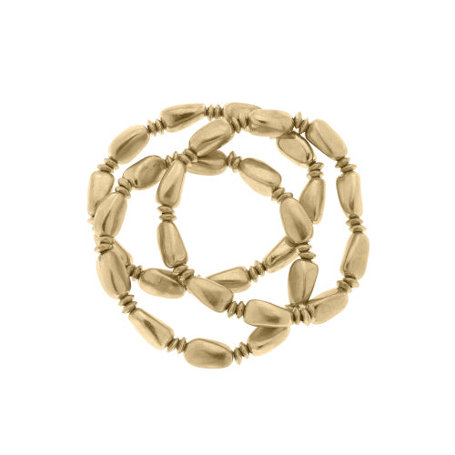 Gold Oval Bead Bracelet Set